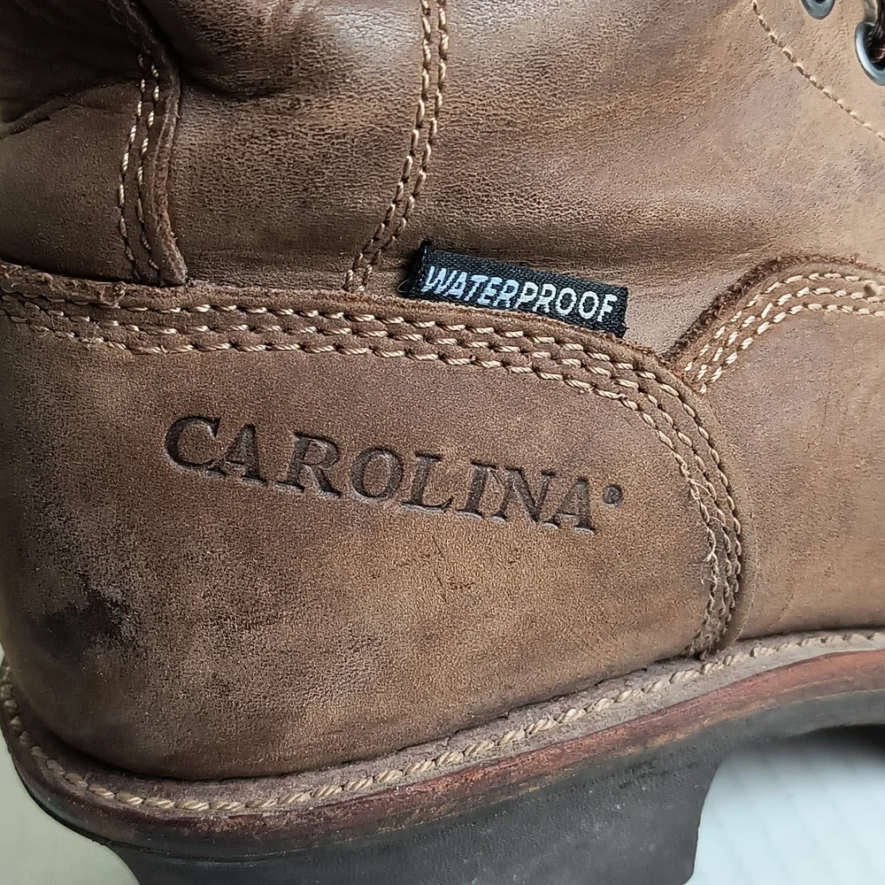 Carolina Birch 8.5 Brown High-Top Leather Combat Boots Durable Soles - Vibram